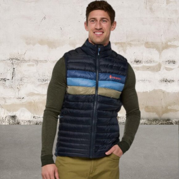 Cotopaxi Men's Fuego Down Vest in Carbon Stripes Size XL - Picture 1 of 6